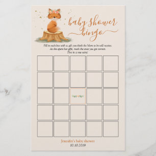 Herbst-Fuchs-Baby-Shower-Ernte-Bingo-Spiel