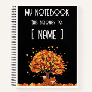 Herbst-Fuchs-Baum Personalisiertes Spiralnotizbuch Notizbuch