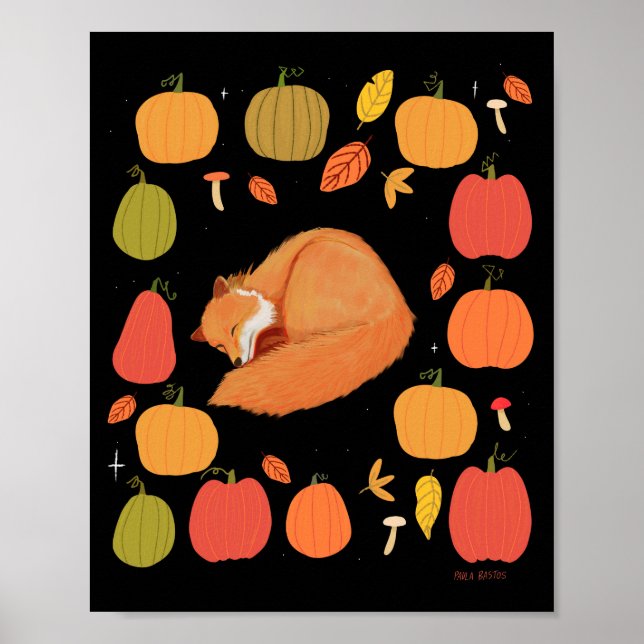 Herbst-Fuchs-Druck, Wertposter-Papier (matt) Poster (Vorne)