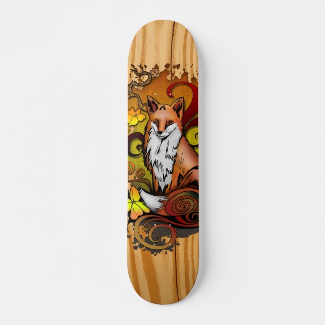 Herbst-Fuchs Licht Holz Natur Illustration Skateboard (Vorne)