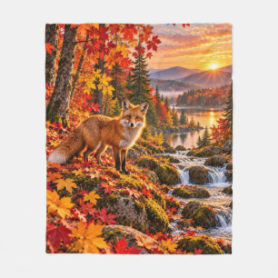 Herbst-Fuchs-Waldland Fleecedecke