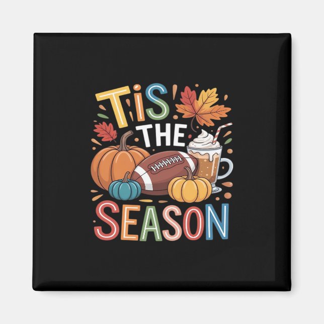 Herbst-Fußball-Herbst-Pumpkaffee Lover Magnet (Vorne)