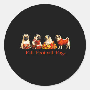 Herbst-Fußball-Möpse Herbstsaison Hunde-Liebhaber- Runder Aufkleber