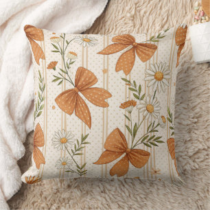 Herbst-Gänseblümchen- und Schleifen-Blumenmuster Kissen