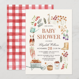 Herbst-Garten-Elemente Baby Shower Einladung