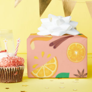 Herbst Geburtstage Orange und Zimt Nahloser Fall Geschenkpapier