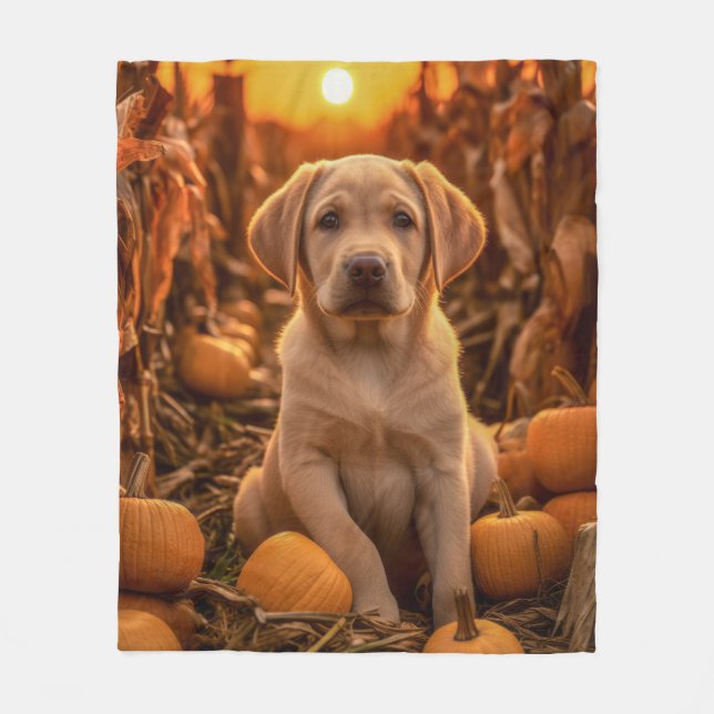 Herbst Gelbe Labrador Pup Fleecedecke (Vorderseite)