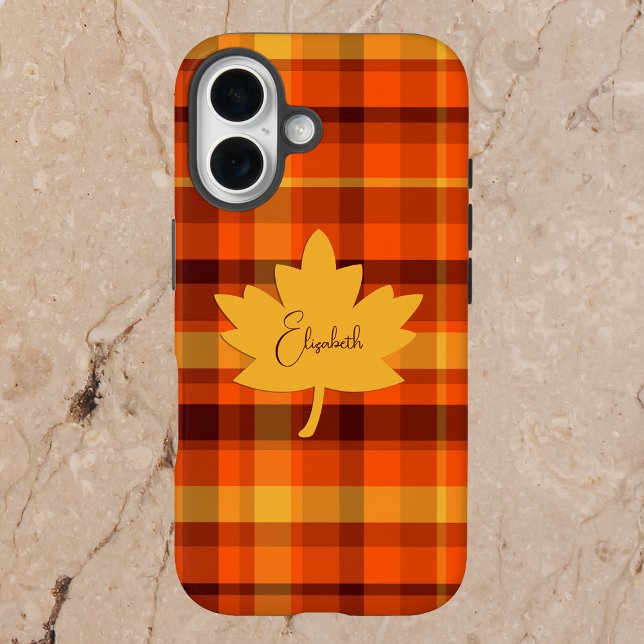 Herbst geometrisch Orange Karo iPhone 16 Hülle (Von Creator hochgeladen)