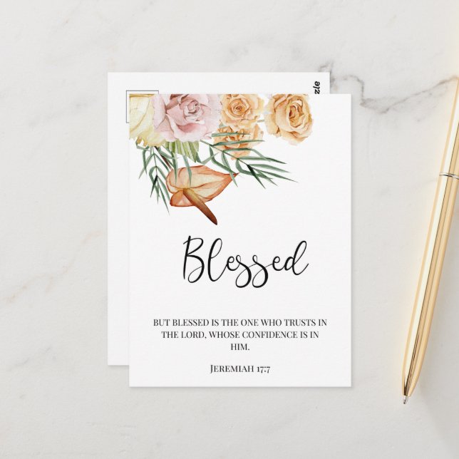 Herbst gesegnet glückliches Erntedankfest Postkarte (Vorderseite/Rückseite Beispiel)