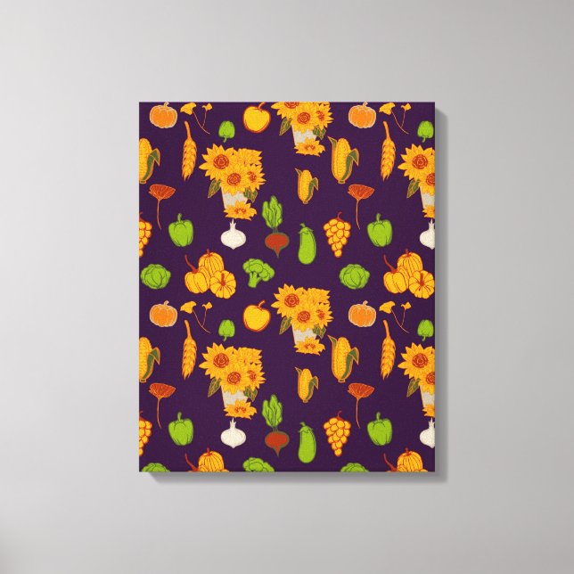 Herbst gesunde Ernte Veggie und Früchte Throw Pi Leinwanddruck (Vorderseite)
