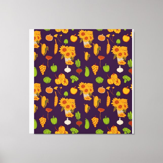 Herbst gesunde Ernte Veggie und Früchte Throw Pi Leinwanddruck (Vorderseite)