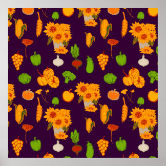 Herbst gesunde Ernte Veggie und Früchte Throw Pi Poster