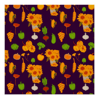 Herbst gesunde Ernte Veggie und Früchte Throw Pi Poster