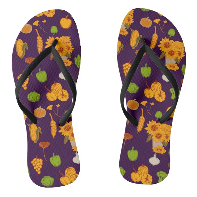 Herbst Gesunde Ernte Veggie und Obst Flip Flops (Fußbett)