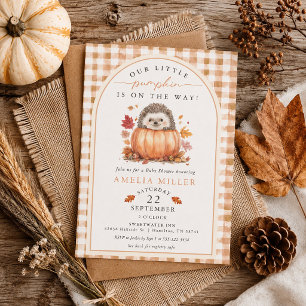 Herbst-Gingham-Babyparty 'Kleiner Kürbis auf dem W Einladung