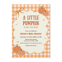 Herbst-Gingham Ein Kleiner Kürbis-Baby-Party
