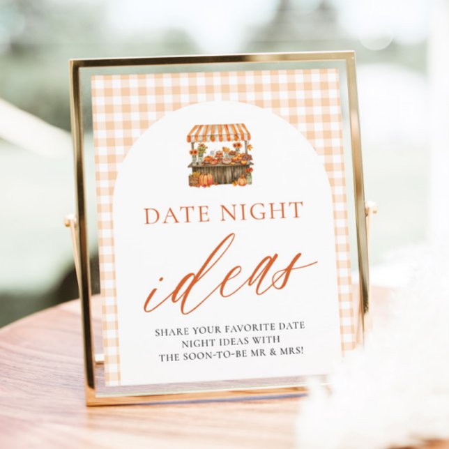 Herbst-Gingham-Frisch-auf-dem-Markt-Date-Night-Ide Poster (Fall Gingham Fresh Off The Market Date Night Ideas Sign)