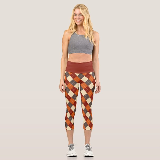 Herbst-Gingham-Muster  Capri Leggings (Vorderseite)