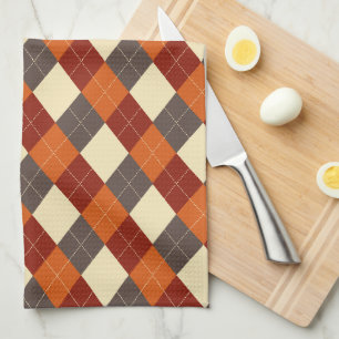 Herbst-Gingham-Muster Geschirrtuch