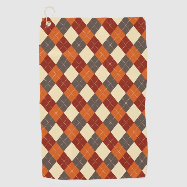 Herbst-Gingham-Muster Golfhandtuch (Vorderseite)