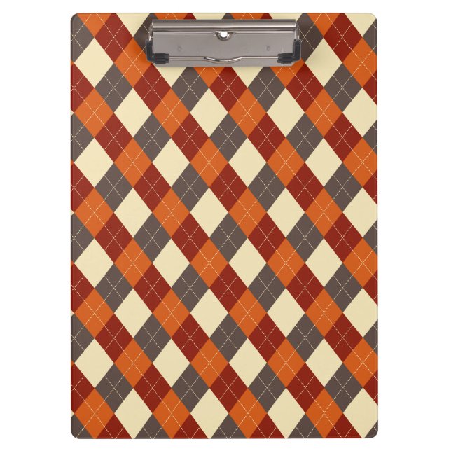 Herbst-Gingham-Muster Klemmbrett (Vorderseite)