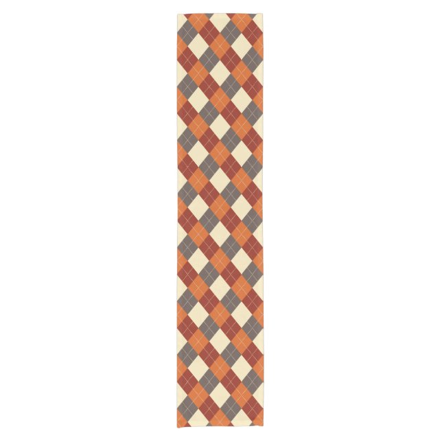 Herbst-Gingham-Muster Kurzer Tischläufer (Vorderseite)