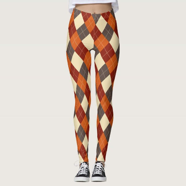 Herbst-Gingham-Muster Leggings (Vorderseite)