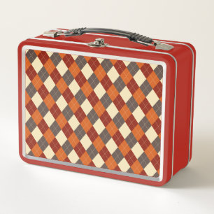 Herbst-Gingham-Muster Metall Brotdose