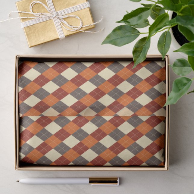 Herbst-Gingham-Muster Seidenpapier (Geschenk)