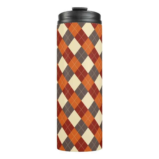 Herbst-Gingham-Muster Thermosbecher (Vorderseite)
