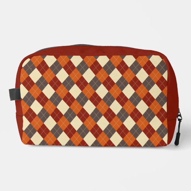 Herbst-Gingham-Muster Waschbeutel (Vorderseite)