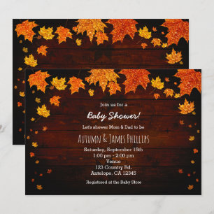 Herbst Glitter Blätter Baby Shower Einladungen