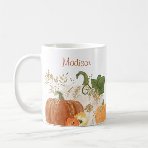 Herbst Glitzer Pumpkins Wasserfarbene Herbstleaves Kaffeetasse
