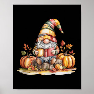Herbst-Gnom liest Buch mit Kürbissen Herbst-Tankto Poster
