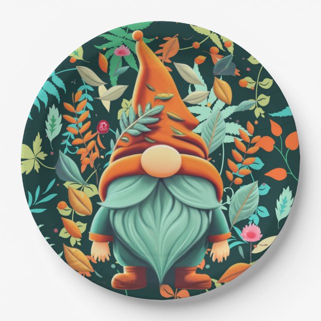 Herbst-Gnom Pappteller (Vorderseite)
