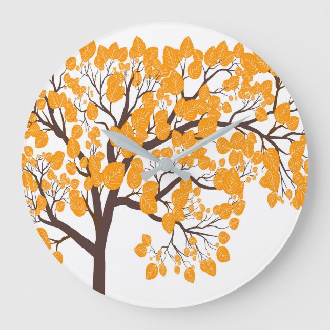 Herbst-Gold-Baum-Wanduhr  Große Wanduhr (Vorderseite)