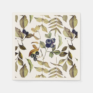 Herbst-Gold-Blätter & Blue Berries Serviette