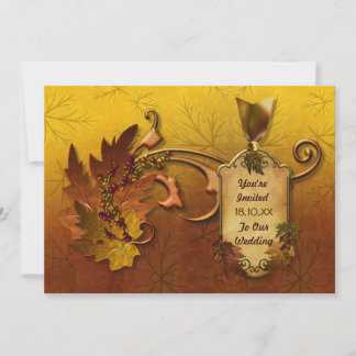 Herbst-Gold-Blätter Hochzeit Einladung