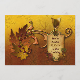 Herbst-Gold-Blätter Hochzeit Einladung
