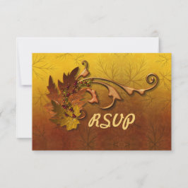 Herbst-Gold-Blätter Hochzeit RSVP Karte