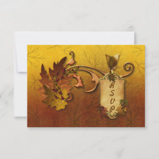 Herbst-Gold-Blätter Hochzeit RSVP Karte