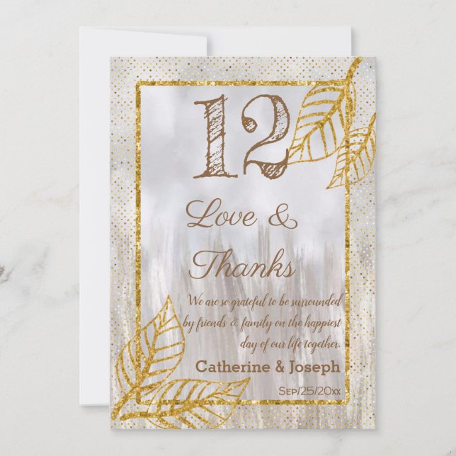 Herbst Gold Kastanien Blätter Tischnummern (Vorderseite)