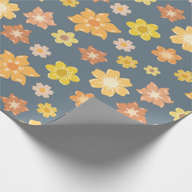 Herbst Goldene Blume nahtloser Fall Geburtstag Geschenkpapier (Ecke)