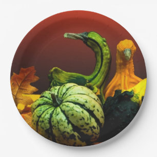 Herbst Gourds Rustikale Herbsthochzeitfarben Pappteller