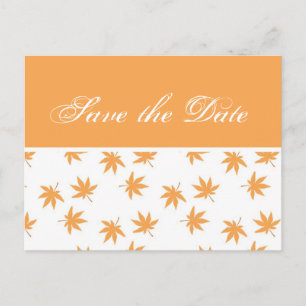 Herbst-Grafik gelbe Blätter Hochzeit Save-the-Date Ankündigungspostkarte