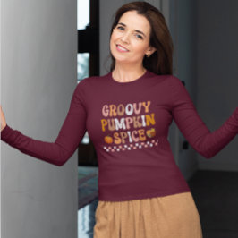 Herbst-Groovy Pumpkin Gewürzdesign T-Shirt