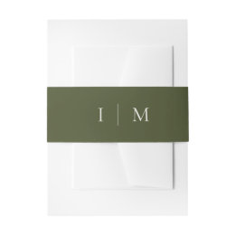 Herbst Grün Boho Minimalist Monogramm Hochzeit Einladungsbanderole