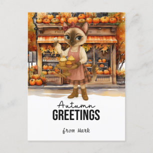 Herbst Gruß von Cat Lovers Bäckerei Feiertagspostkarte