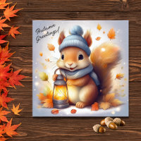 Herbst Grüße Niedlich Rotes Eichhörnchen