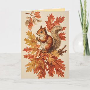 Herbst-Grußkarte mit Eichhörnchen Karte